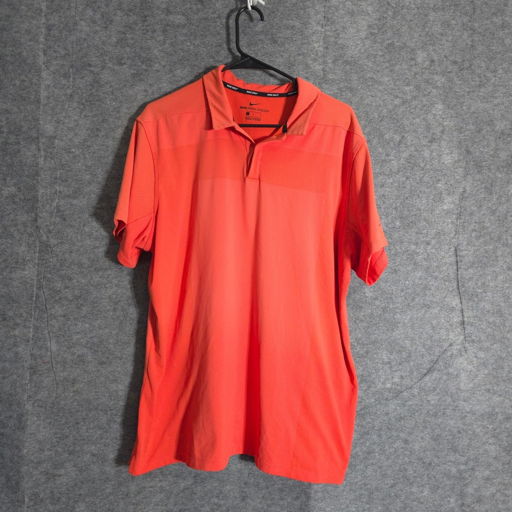 Nike Golf Zonal Cooling Polo Shirt Men's L Short Sleeve Orange Athletic Sports
